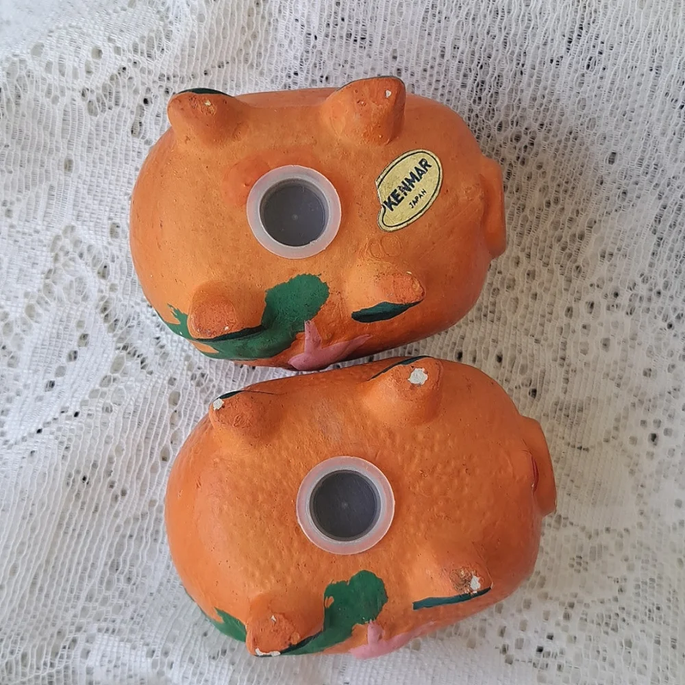 Vintage Japan Ceramic Florida Orange Fruit Pig Salt & Pepper Shakers Kitsch